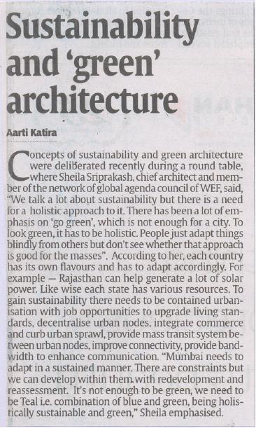DNA Property (Mumbai), 17 March 2012: Sustainability and 'green' architecture. 