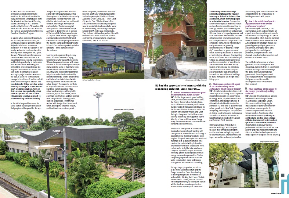 IFJ Magazine, Dec 2012: IFJ Architect profile of Sheila Sri Prakash