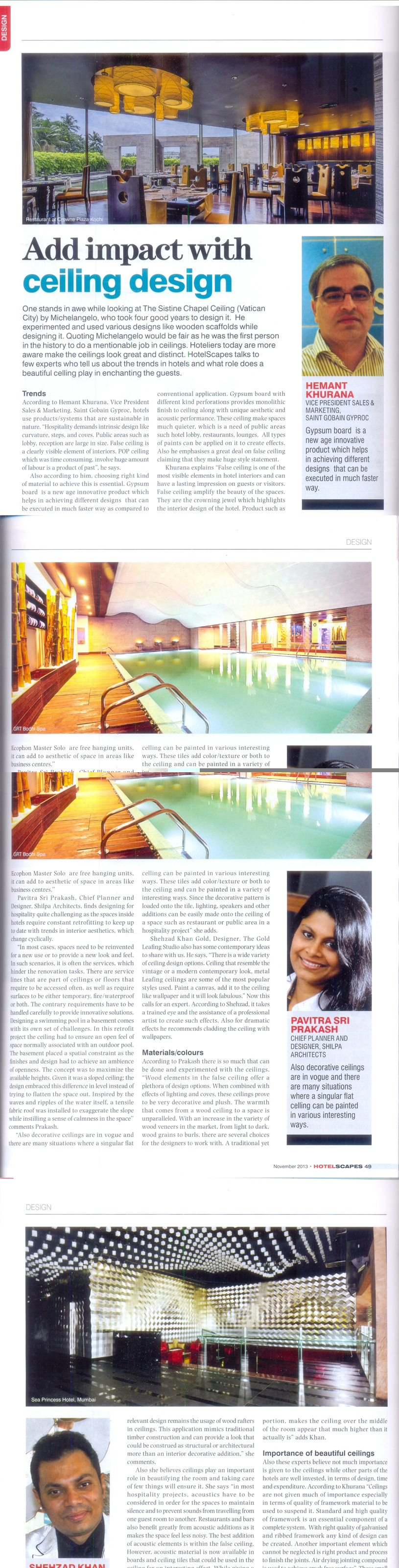 HotelScapes magazine Nov 2013 with Pavitra Sriprakash