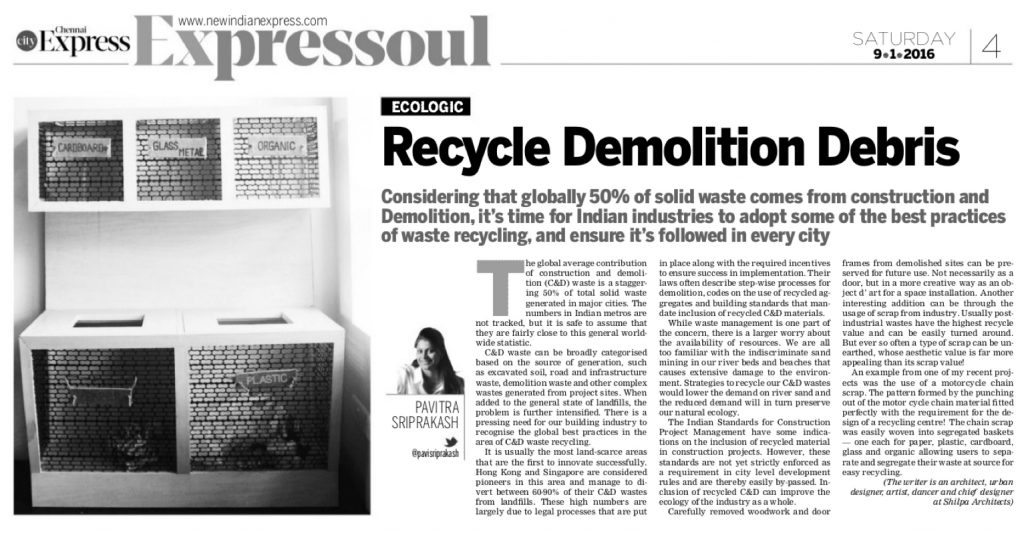 New Indian Express - ECOLOGIC - Recycle Demolition Debris